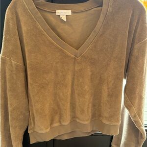 Beyond Yoga Women's Tan V-Neck Sweater